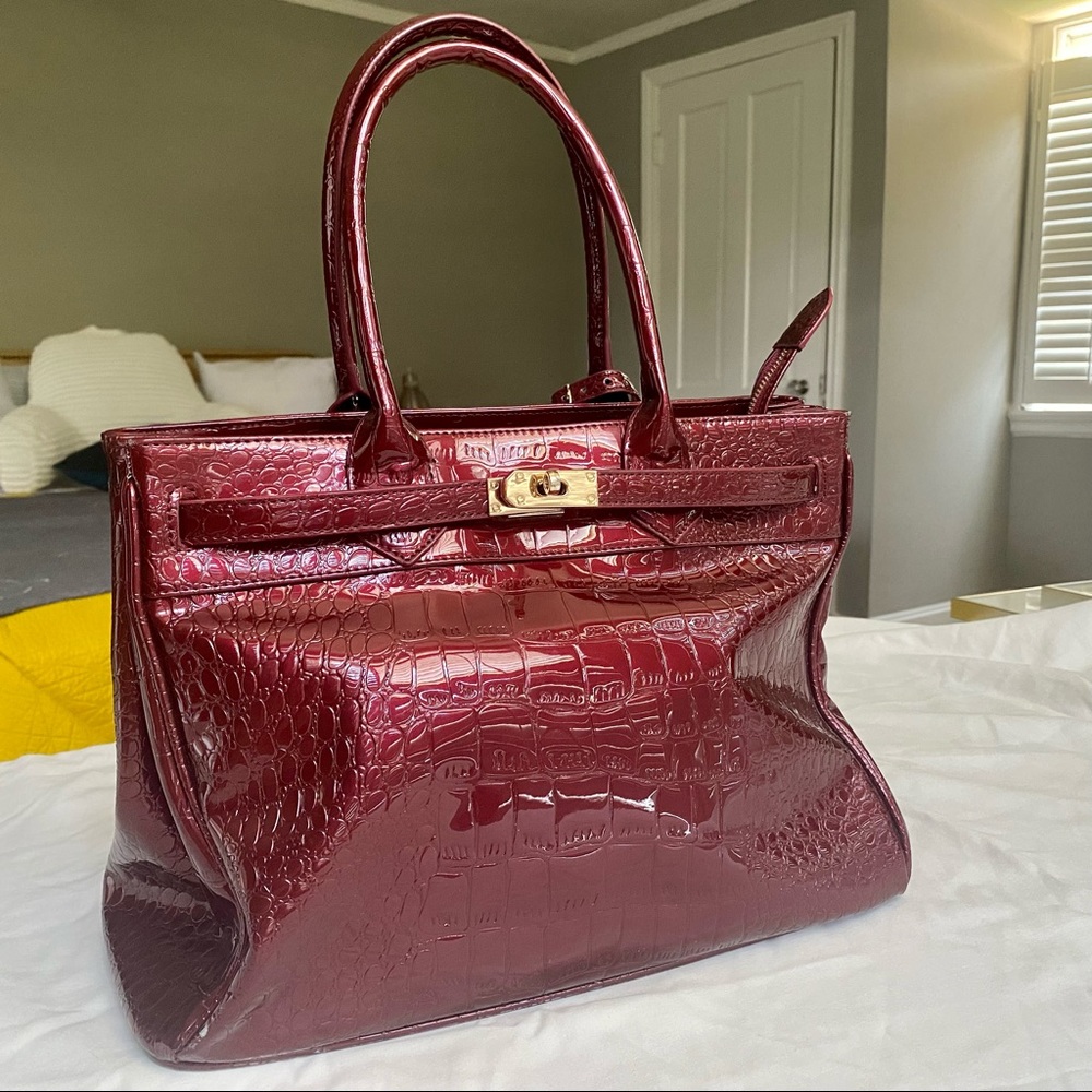 Stauer Leather Handbag, red/burgundy